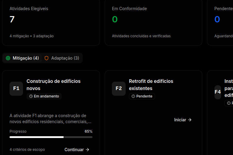 Interface de conformidade do Enverium